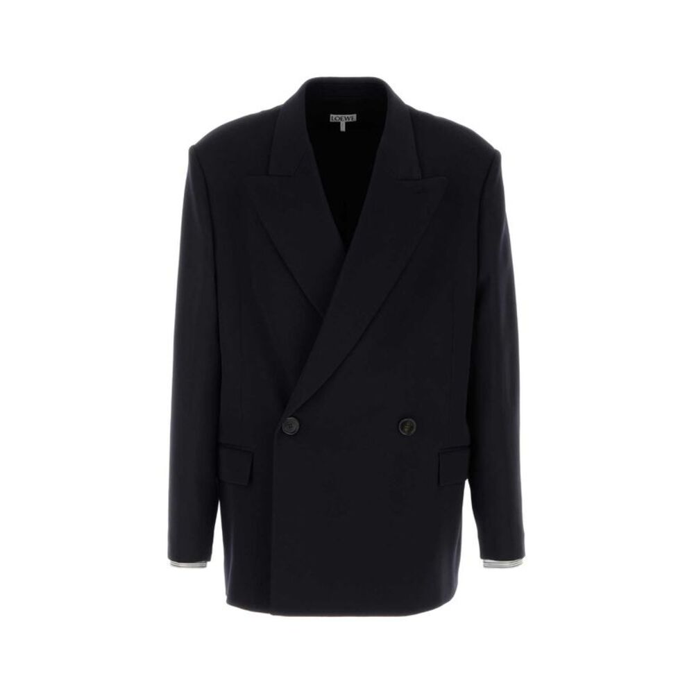 Loewe Men Navy Blue Wool Blend Blazer